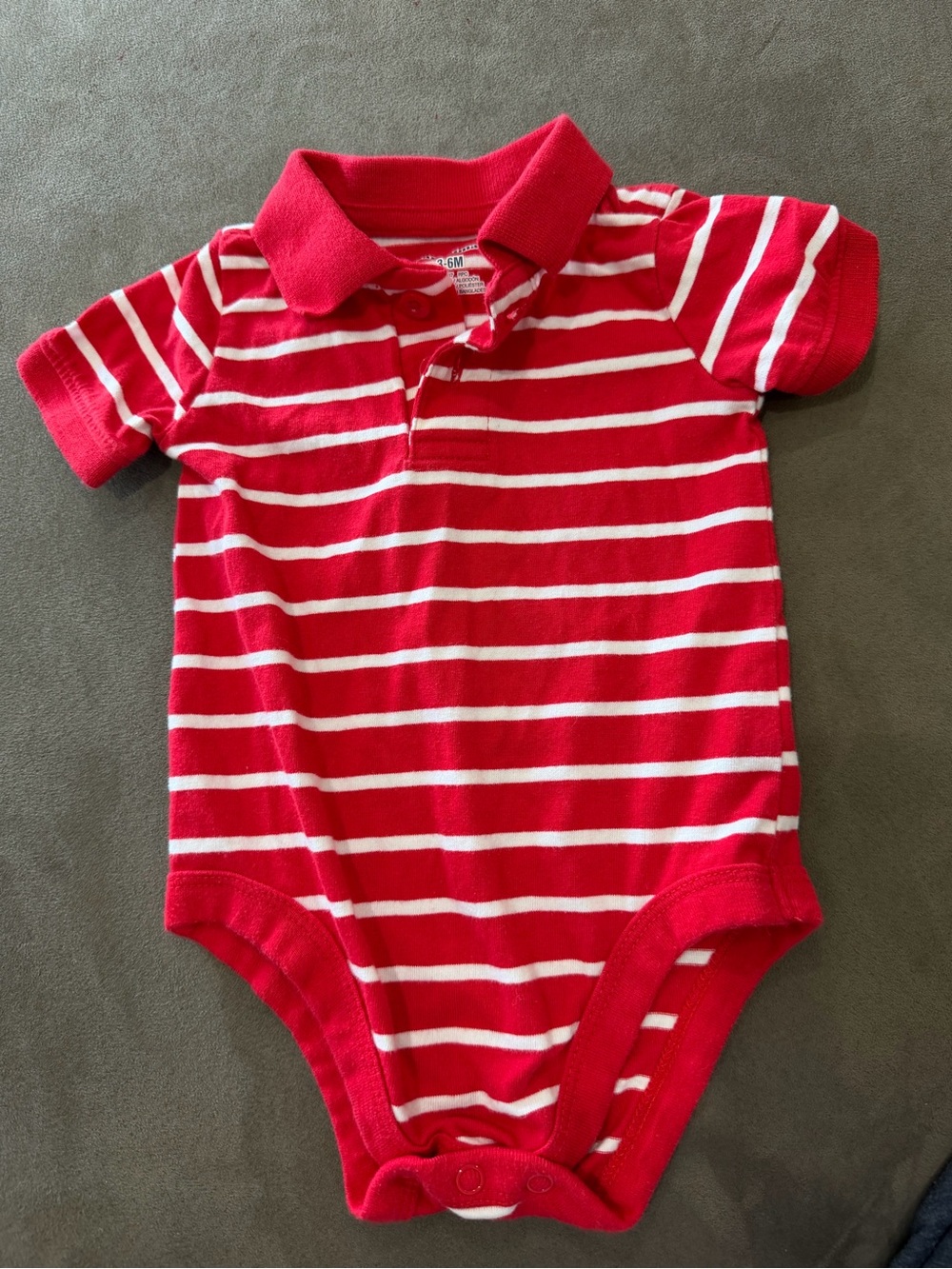 Garanimals Red & White Striped Polo Bodysuit